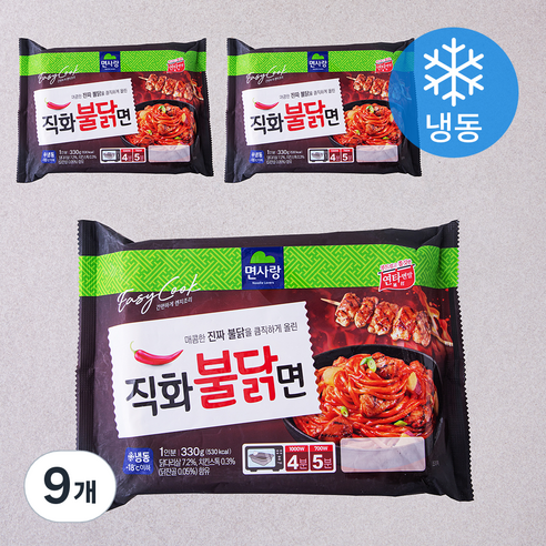 면사랑 직화불닭면 1인분 (냉동), 330g, 9개