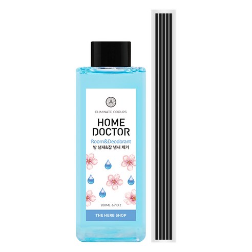 더허브샵 홈닥터 리필오일 + 섬유스틱 5p 세트, 방냄새&잡냄새제거, 200ml