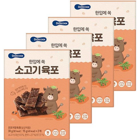 베베쿡 한입에 쏙 소고기 육포 30g, 4개