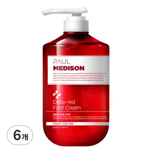 폴메디슨 딥레드 대용량 고보습 각질 케어 풋크림, 510ml, 6개