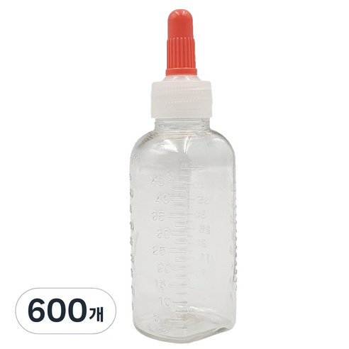 신도공업 일회용 긴 뚜껑 약병 PET 딱딱이 45cc, 600개