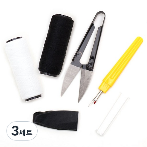 동대문단추왕 미니재봉사 2p + 쪽가위 + 실뜯개 세트, 블랙(재봉사), 화이트(재봉사), 랜덤발송(실뜯개), 3세트