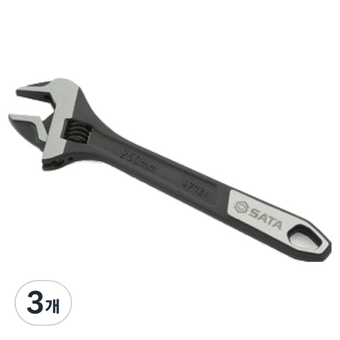 사타 와이드 Jaw 몽키 스패너 개구부 36.5mm x L 212mm 47123, 3개