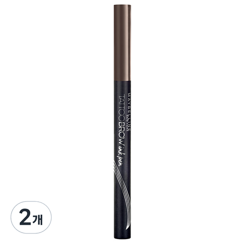 메이블린 뉴욕 타투브로우 잉크펜 0.5g, 그레이 브라운, 2개