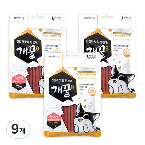 에이치디씨 개꿀 프로폴리스져키 강아지간식 70g, 닭고기, 9개