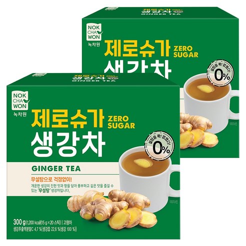 녹차원 제로슈가 생강차, 2개, 20개입, 15g