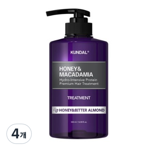 쿤달 단백질 헤어 트리트먼트 허니앤비터아몬드향, 500ml, 4개