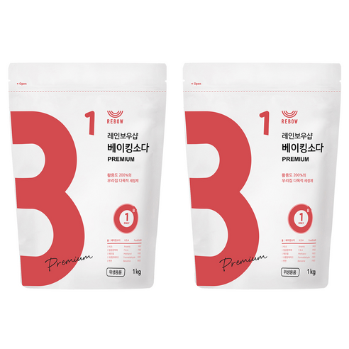 레인보우샵 베이킹소다 프리미엄, 1kg, 2개