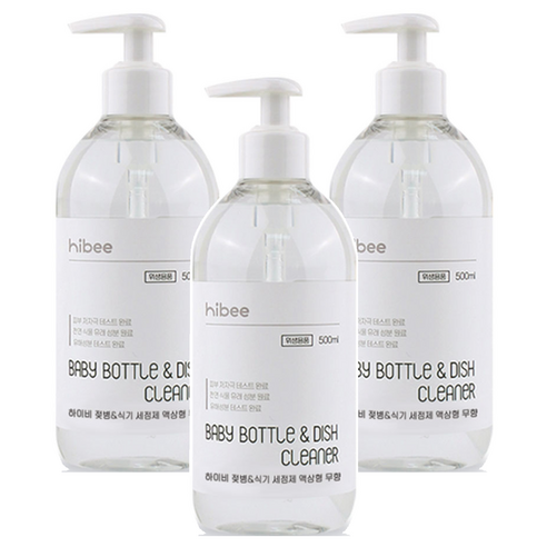 하이비 젖병 식기세정제 액상 용기 무향, 3개, 500ml