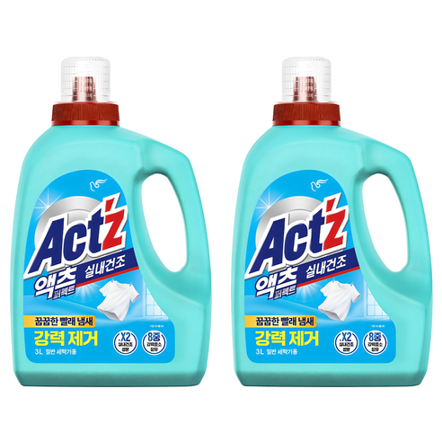 액츠 퍼펙트 실내건조 액상세제 일반용 본품, 3L, 2개
