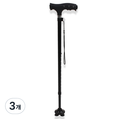 알파카 초경량 알루미늄 지팡이 프리미엄 P312, 블랙, 3개