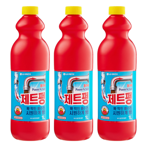 홈스타 파워액션 제트펑 배수구세정제, 1L, 3개