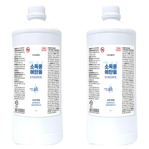 더블유제약 소독용 에탄올, 2개, 1L