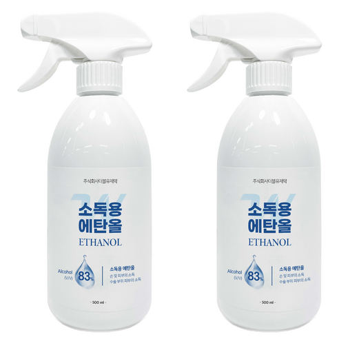 더블유제약 소독용 에탄올 스프레이, 2개, 500ml