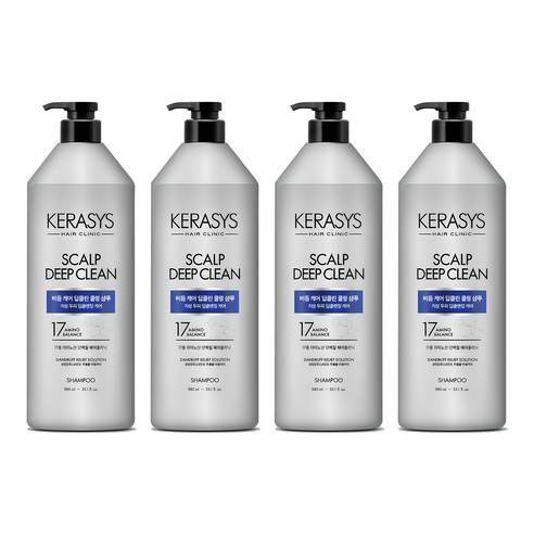 케라시스 두피 비듬케어 딥클린 쿨링 단백질 샴푸, 980ml, 4개