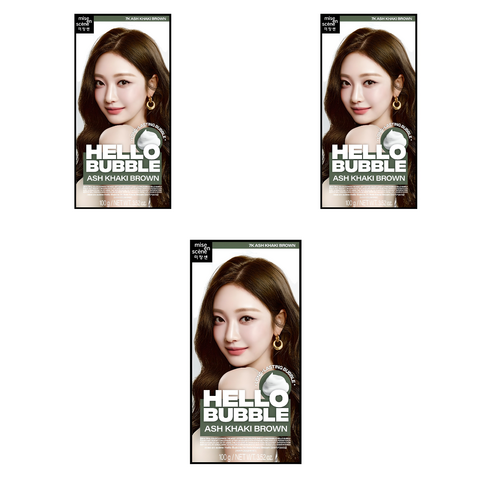 미쟝센 헬로 버블 염색제, 애쉬카키브라운, 3개