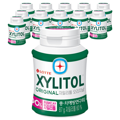 롯데제과 자일리톨 오리지날 츄잉껌, 87g, 12개