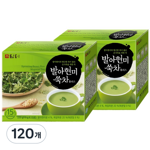 담터 발아현미 쑥차 플러스, 15g, 15개입, 8개
