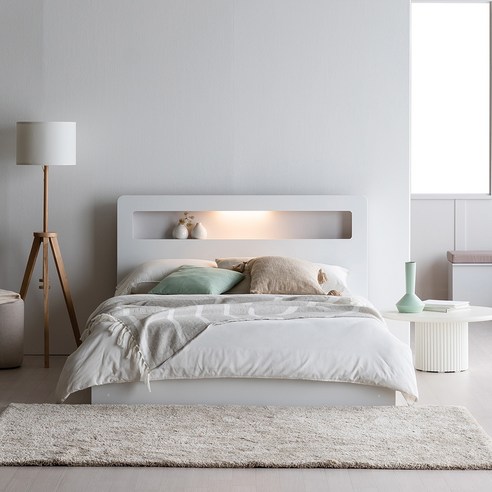 멜로우 LED 리노 서랍형 침대 + 매트리스 방문설치, 그레이 + 화이트