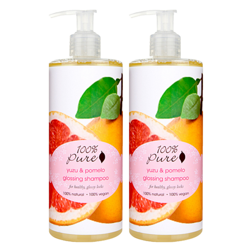 100%퓨어 유주 & 포멜로 글로싱 샴푸, 370g, 2개