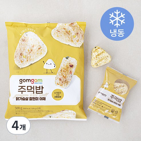 곰곰 주먹밥 닭가슴살 찰현미 야채(냉동), 500g, 4개