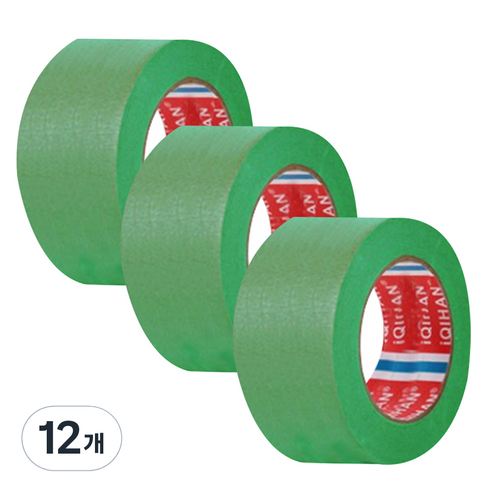 다다 칼라 마스킹 종이테이프 50mm x 15m, 그린, 12개