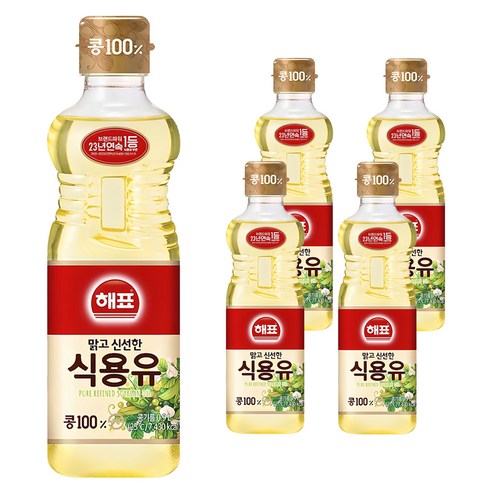 해표 맑고 신선한 식용유, 900ml, 5개