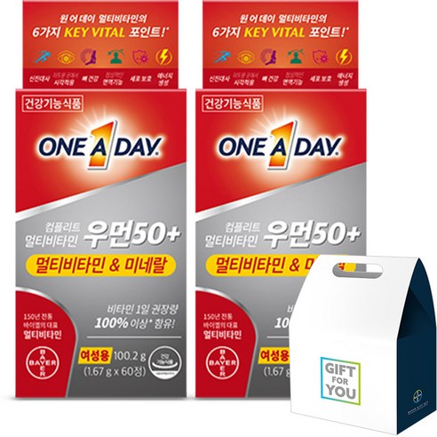 바이엘 원어데이 멀티비타민 우먼 50플러스 + 선물박스, 60정, 2개