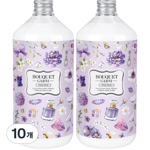 부케가르니 딥퍼퓸 섬유유연제 화이트머스크, 1000ml, 10개