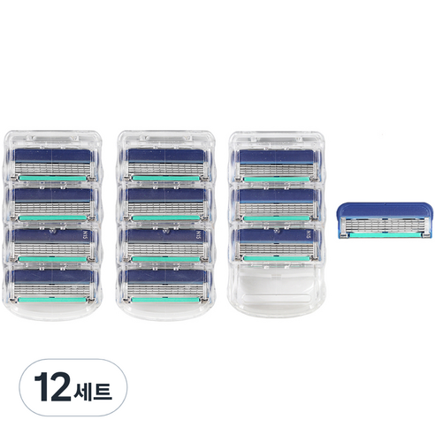 온비유 질레트 호환 프리미엄 밀착 5중 면도날 퓨전 매뉴얼, 4개입, 12세트