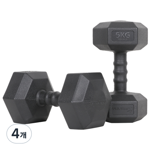 아이워너 맨즈 육각아령 블랙, 5kg, 4개