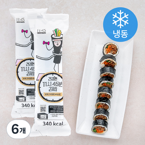 11시45분 단짠 우엉유부 비건 김밥 (냉동), 220g, 6개