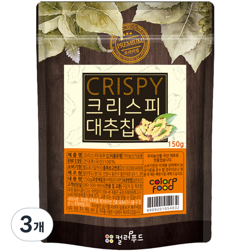 colorfood 크리스피 대추칩, 150g, 3개