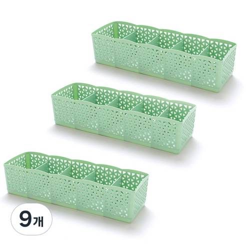 마켓감성 5칸 다용도 정리함, 그린, 9개