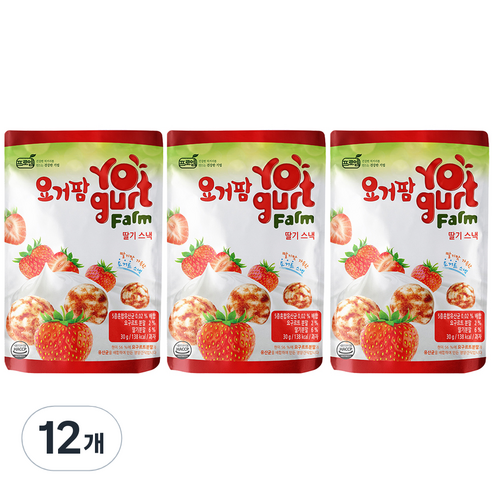 프로엠 요거팜 쌀로만든 딸기 스낵, 딸기맛, 30g, 12개