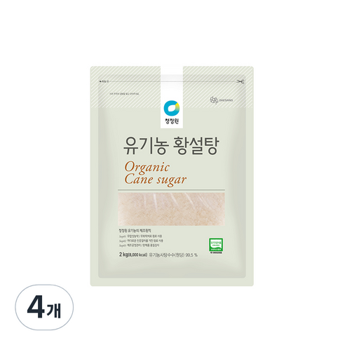 청정원 유기농 황설탕, 4개, 2kg