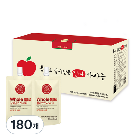 통째로 갈아만든 사과즙 스파우트, 100ml, 180개