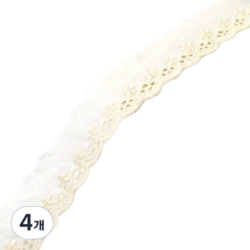 아이엔피 파인코튼 리본 면 자수 레이스 2.7 x 270 cm, 아이보리, 4개