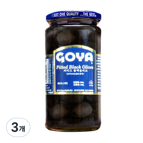 고야 블랙 올리브 피티드 절임, 350g, 1개 올리브데올리브 고야 블랙 올리브 피티드 절임, 350g, 1개 올리브데올리브