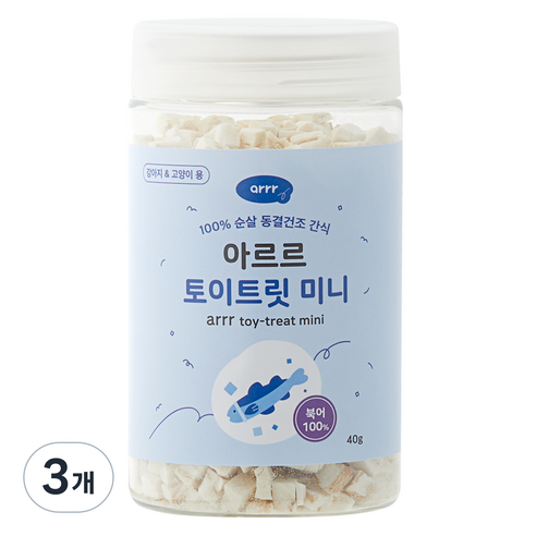 동원아르르 반려동물 토이트릿 미니 동결건조간식, 북어, 40g, 3개