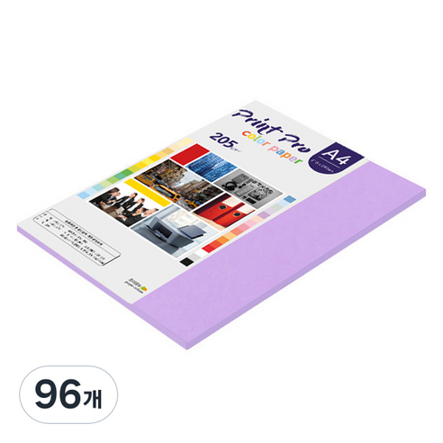 종이문화 프린트프로 두꺼운 칼라복사지 21 퍼플 205g, 96개, A4