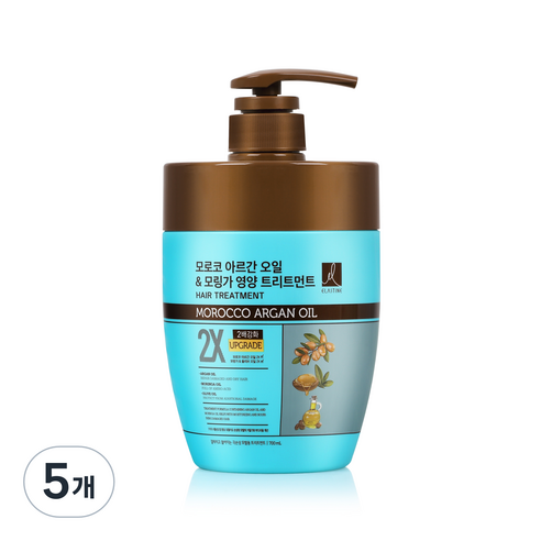 엘라스틴 모로코 아르간 오일 & 모링가 영양 2X 트리트먼트, 700ml, 5개