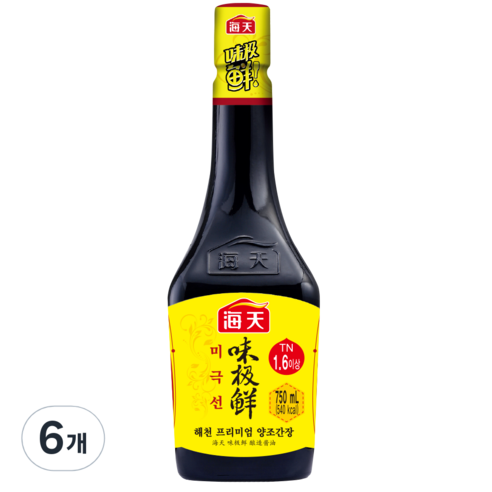 해천 하이텐 프리미엄 미극선 양조간장, 750ml, 6개