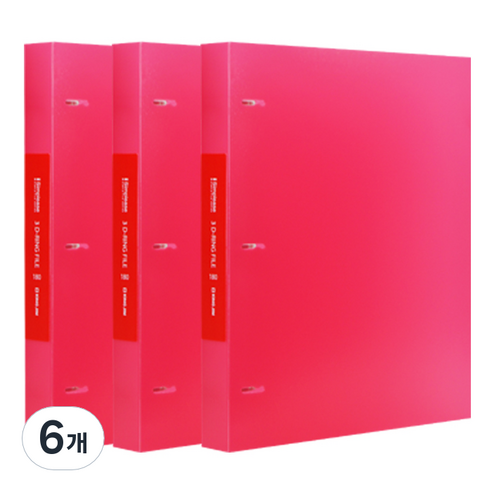 킹짐 3공 D링 A4 바인더, Red, 6개