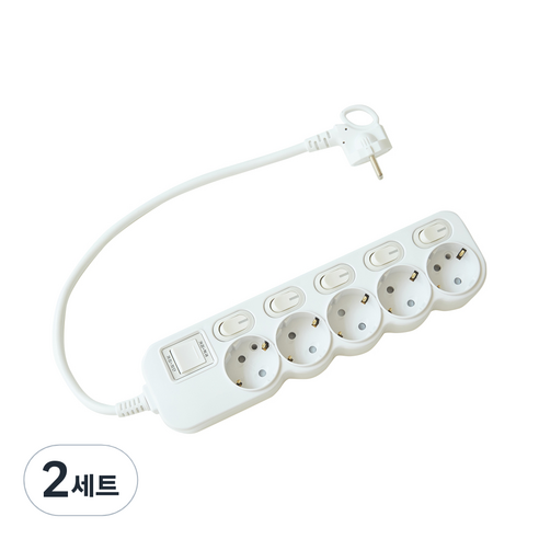 에코파워탭 LED 개별 멀티탭 5구 + 안전커버 랜덤발송, 40cm, 랜덤 발송, 2세트