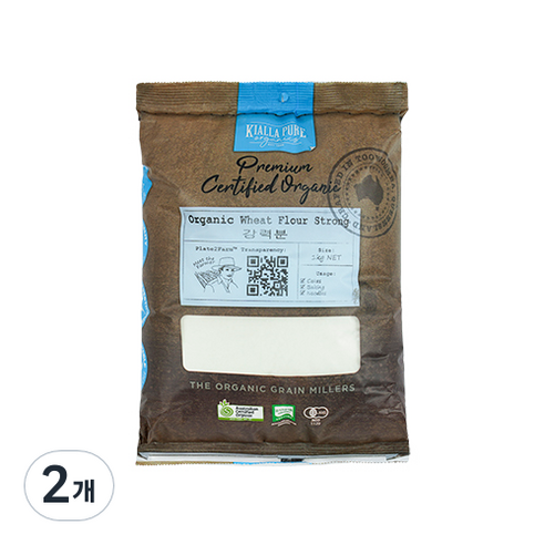 키알라 유기농 밀가루 강력, 1kg, 2개