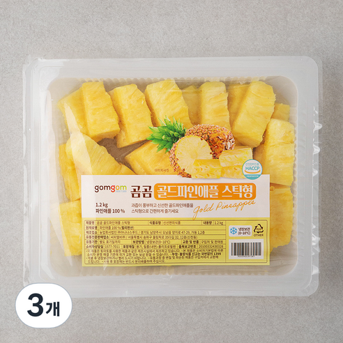 곰곰 골드파인애플 스틱, 1.2kg, 3개