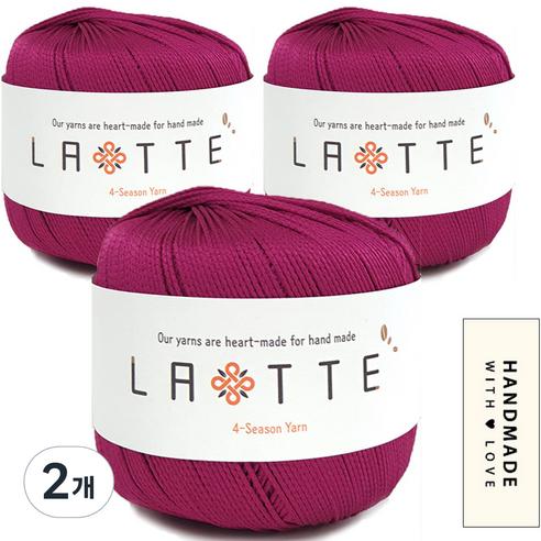 니뜨 라떼 뜨개실 65g x 3p + 코튼라벨 바코드 세트, 34 자주, 2개