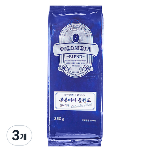곰곰 콜롬비아 블렌드 원두, 홀빈(분쇄안함), 250g, 3개