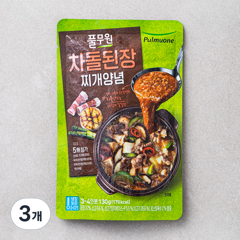 풀무원 차돌된장 찌개양념, 130g, 3개